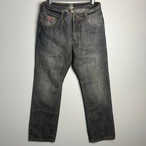 Y2K GLB Mens Dark Wash Denim Jeans Size 38x34 Straight Fit Gold Label Rave Y2K